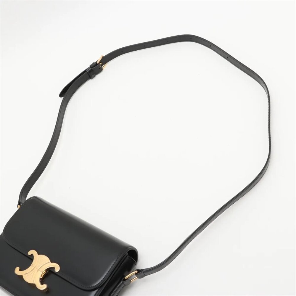 Sold out ❌Celine Triomphe Teen Leather Shoulder Bag – Black - Picture 5 of 9